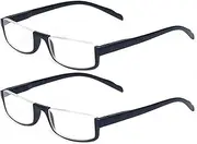 [Kerecsen] 2 Pair Half Moon Frame Reading Glasses Spring Hinge Men and Women Readers