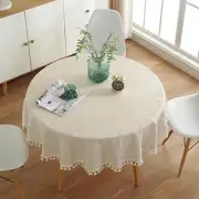 Round Tablecloth Linen Table Clothes 47 Inch - Dining Room Round 47 Inch Beige
