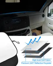 Car Windshield Sun Shade Foldable Shield Cover For Ford Econoline E Series 92-25 (for: Ford)