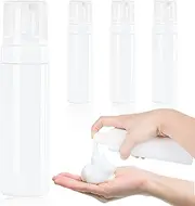 Foam Pump Bottle 200ml/6.8oz Empty Plastic Foam Dispenser Pump Bottle Travel Large Refillable BPA Free Lotion Bottles for Shampoo Shower Hand Soap Foaming (4 Pack) White