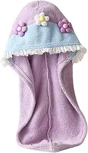OHPHCALL Coral Velvet Shower Cap Luffy Hair Cap for Women Girls Quick Dry Hair Drying Hat