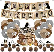YXCMDCG Detective Party Decorations - Detective Birthday Banner, Cake Topper, Cupcake Topper, Balloons & Ribbon - 33 Count - Black & White - Mystery, Top Secret Theme