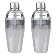 2PK Bartender Stainless Steel Cocktail Shaker Drink Mixer Barware 550ml Silver