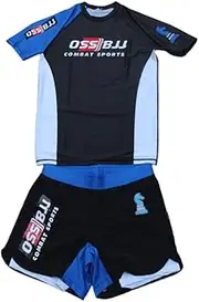 [OSS Sports] Men's BJJ, No GI, MMA, Compression Top Plus Shorts with Pockets Double-Layer Quick Dry - BJJ Grading Set - 2 PCS - BJJ Jiu Jitsu - No GI Grappling Kit