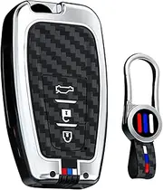 ontto luminous car key cover fit for Toyota RAV4 Camry Prius Prime Avalon C-HR GT86 Highlander Prado Yaris Alloy Smart Shell case key holder keyring keychain Accessories 3 buttons trunk Silver