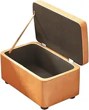 Foldable Storage Box, Footstool Stool Coffee Table, Portable Footrest Seat, Storage Bench with Non-Slip Foot Pads, Suitable for Living Room & Bedroom (Orange)