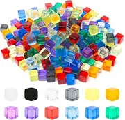 Sxutop 240 Pieces 12 Colours Empty Acrylic Dice Blank Dice 8 mm DIY Colourful Cube Blank Acrylic Cube 6-Sided DIY Dice with Drawstring Bag for DIY Making, Board Games, Party Favours, Learning