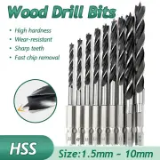 Brad Point Wood Drill Bit Set HSS Woodworking Hex Shank Twist Bits 1.5mm-10mm