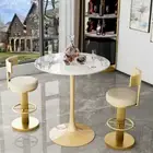 High Round Bar Bistro Pub Table Breakfast Table for Home Commercial Cafe 100cm H