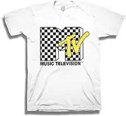 [MTV] Mens Shirt with Checkerboard - #TBT Mens 1980's 1990'S Clothing - I Want My Music Television T-Shirt