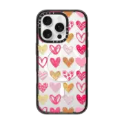 iPhone 16 Pro Impact Case MagSafe Compatible Doodle Hearts