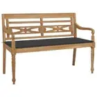 vidaXL Batavia Bench with Anthracite Cushion 120 cm Solid Teak Wood 2BB