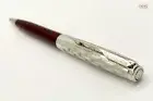 PARKER SONNET PREMIUM METAL AND RED LACQUER WITH SILVER TRIM BALL POINT PEN NICE