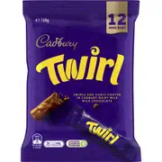 Cadbury Twirl Milk Chocolate Share Pack 12 Mini Bars 168g