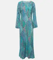 [Rixo] Rixo Alondra patchwork silk maxi dress AU 10 blue