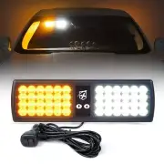 24W SMD LED Sun Visor Shield Strobe Light Truck Emergency Warning White Amber