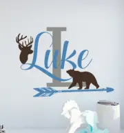 Personalized Name Wall Decal Deer Decal Boy Name Decal Bear Art Vinyl Decal S110