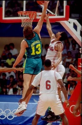 Lucien Longley of Australia scores in the match against Puerto Ri 1992 Old Photo