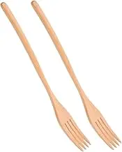 HEATSHAKING Set of 2 Wooden Salad Forks for Stirring Serving Wood Forks for Cooking Mixing