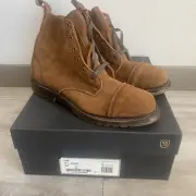 Allen Edmonds Caen Cap Toe Boots Acorn Brown Suede Kudu Leather Mens Size 10 D
