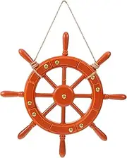 GREENADSCAPE Classic Ship Wheel Ornament Mediterranean Style Solid Wood Rudder for Bar Living Spaces
