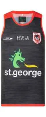 St George Dragons 2022 NRL Mens Black Training Singlet Sizes S-5XL BNWT