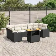8 Piece Patio Garden Sofa Set: Wicker Outdoor Furniture, Chairs, Tables - Perfect for Lawn, Balcony, Deck, Small Spaces, Conversation, Rattan