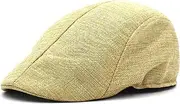 [ANMUR] Summer Newsboy Hats for Men 2022 Grid Flat Caps Casual Trucker Cap Cotton Sun Ivy Hat for Seniors (Color : Khaki, Size : One Size)
