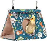 Bird Hanging Hammock, Suspended Hammock Plush Shed Swing Cave Cabin, Suitable for Small and Medium-Sized Parrots,Cockatoos, Macaws, Love Birds, Long tailed Parrot, etc., Parrot Love Nest Medium (Blue)
