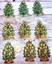 9~Christmas~Victorian~Fussy Cut~Embossed~Scraps~Tree~Glittered~Stickers