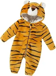 [perfk] Baby Jumpsuit Hooded Infant Bodysuit with Ears Newborn with Zipper Baby Snowsuit