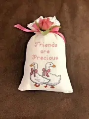 Finished Completed Geese Friends Are Precious Cross Stitch Scent Bag