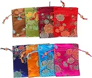 HEALSOPTHY 8pcs Chinese Drawstring Pouches: Traditional Small Fabric Bags For Jewelry Cosmetics Wedding Favors Soft And Material