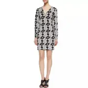 Diane von Furstenberg Reina Silk Shift Mini Dress Giant Leaf Print size 8 NWT