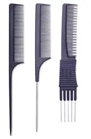 Teasing Comb for Fine Hair, (3-Pack) Rat Tail Backcombing Volumizing Parting Wav