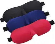 Licootty Sleep Mask for Side Sleeper 3 Pack, Blackout 3D Eye Mask for Sleeping, Night Blindfold for Men Women (Black & Blue & Red)