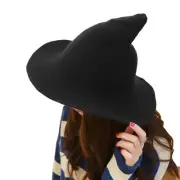 pordsioc Witch Hat, Felt Witch Hat Foldable Wool Knit Witch Hat