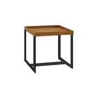 HomeStar Regent Square End Lamp Side Table Black Powdercoated Metal Legs - Oak v