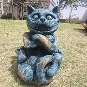 Wonderland Garden Sculpture,Bronze Finish,Alice and Wonderland Decor,Garden Statue Ornament for Indoor Outdoor Garden Patio Lawn Yard (Cheshire Cat)