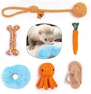 SIT ZIT 6 Pack Ferret Toys Durable Knotted Rope Tug Perfect for Teething Mammals Cotton Rope Chew Toys Interactive Dog Rope Toy Set Machine-Washable