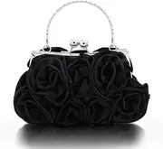 [JEOJEOY] Women Evening Clutch Bag Floral Satin Small Purses with Detachable Strap for Wedding, Party, Prom