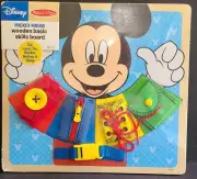 Melissa & Doug Disney Mickey Mouse Wooden Basic Dress Skills Board Puzzle New