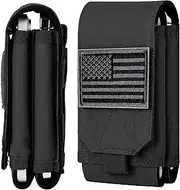 bvya Large Tactical Molle Dual Phone Holster Pouch Belt Carrying Double Case Cover for iPhone 16 Pro Max/16 Pro/16/15 Pro Max/15 Pro/15/14 Pro Max/14 Pro/14/13 Pro Max/13 Pro/13