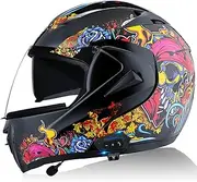 Motorcycle Helmet Bluetooth Integrated Modular Full Helmet Modular Helmet with Dual Visor Quick Release Buckle Comfort Liner Fit Men Women DOT/ECE Certified Helmet