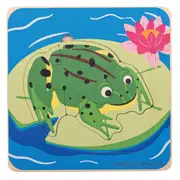 Bigjigs Toys Layered Wooden Frog Life Cycle Puzzle 4-Stage Educational Jigsaw for Kids