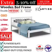 Artiss Wooden Bed Frame Double Full Size Mattress Base Timber Bedframe White New