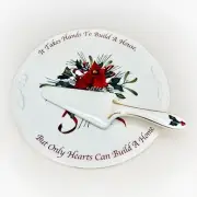 Vintage Lenox Winter Greetings Cake Plate & Server 12" Red Cardinal New w/ Box