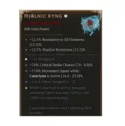 Diablo 4 Season 8 Mjolnic Ryng 1GA 100% Ancestral Unique Ring Druid Gear Item
