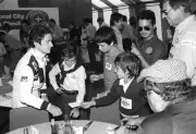 Patrick Depailler Tyrrell left signs autographs for fans as K- 1978 Old Photo