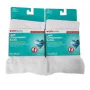 CVS Health Light Compression Socks Calf Length Unisex S/M White New 2 Pair